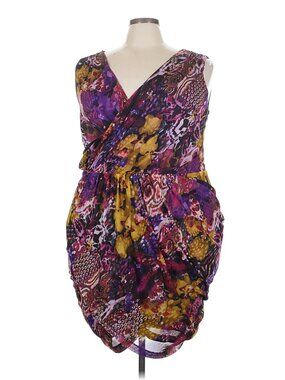 NWT Nine West Cocktail Dress Purples Abstract Print Size 18W